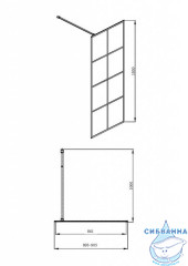 Душевое ограждение Encanto Belloblack 90 см профиль черный, стекло прозрачное EG090.5413B