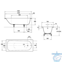 Стальная ванна Kaldewei Eurowa 310-1 150x70