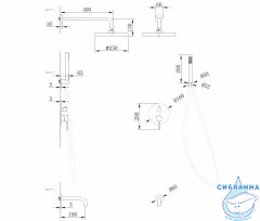 Душевая система Abber Wasser Kreis 250 1 режим AF8117G  (золото матовое)