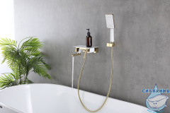 Смеситель для ванны Lemark Mista LM6414WG с аксессуарами (белый/золото)