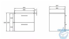 Тумба Cersanit Lara 50 белый с раковиной Cersanit Como 50