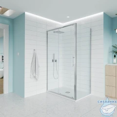 Душевое ограждение Veconi Эво 100x80 профиль хром, стекло прозрачное E1-SP-CH-10080-01-C9 (без поддона)