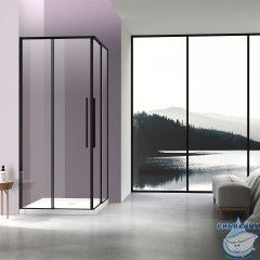 Душевое ограждение Vincea Slim-N 100x80 профиль черный, стекло прозрачное VSS-4SN8010CLB