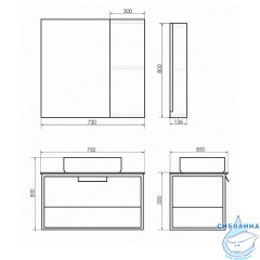 Тумба подвесная Comforty Эдинбург 75 бетон светлый с раковиной Comforty  T-Y9378