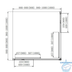 Душевое ограждение Azario Milton 100x100 профиль черный, стекло прозрачное AZ-ND1142 1000 Black (без поддона)