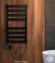 Полотенцесушитель электрический Indigo Oktava Slim П8 (с таймером) 40х80 черный муар (с возможностью скрытого подключения, подключение R/L)