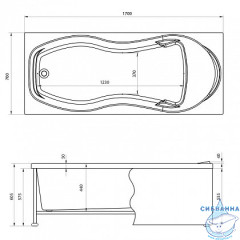 Акриловая ванна Aquanet Tessa 170x70 с каркасом