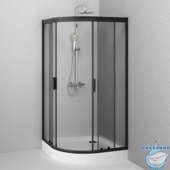 Душевое ограждение AM.PM Gem 100x100 W90G-401-100BT профиль черный, стекло прозрачное (без поддона)