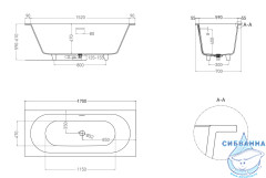 Ванна из искусственного камня Salini Ornella Axis Kit 170x70 (материал S-Sense, белый матовый)