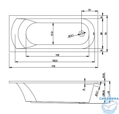 Акриловая ванна Riho Miami 170x70 с каркасом