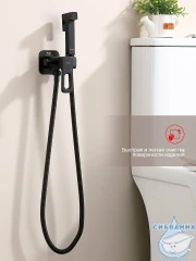 Встраиваемый смеситель с гигиеническим душем Raglo R51.52.06 (черный матовый)
