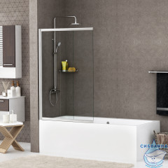 Шторка для ванны Wasserkraft Main 41S 41S02-100 50-100x140 профиль хром, стекло прозрачное