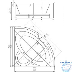 Акриловая ванна Aquatek Поларис-1 140х140 с каркасом