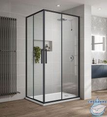 Душевое ограждение Vincea Slim-U 90x90 профиль черный, стекло прозрачное VSS-2SU900CLB