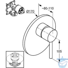 Встраиваемый смеситель для душа Kludi Bozz 386550576