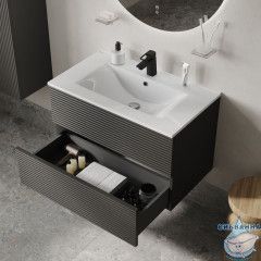 Тумба с умывальником Iddis Bild 80 см темно-серый