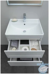 Тумба Aquanet Вега 60 с раковиной Aquanet Ирис 60 белый глянцевый