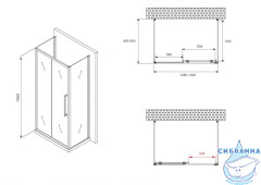Душевое ограждение ABBER Schwarzer Diamant 130x90 AG30130BMH-S90BM-S90BM профиль черный, стекло матовое (без поддона)
