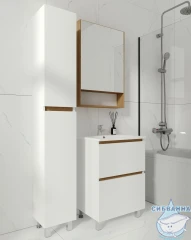 Тумба Viant Мальта 60Н с раковиной Como 60 белый/дуб вотан