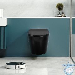 Унитаз подвесной Abber Bequem AC1108PMBс сиденьем Soft Close (микролифт) (черный матовый)