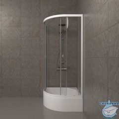 Душевое ограждение Тритон Ультра 90x90 В профиль белый, стекло прозрачное Щ0000061812 (с поддоном)