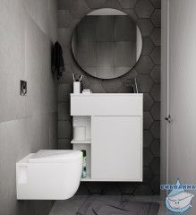 Тумба подвесная 1Марка Stretto 60П (1 дверка) с раковиной белый У94717