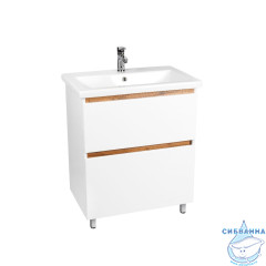 Тумба Viant Мальта 80Н с раковиной Como 80 белый/дуб вотан