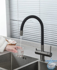 Смеситель для кухни Gappo G4398-39 (оружейная сталь)