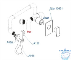 Встраиваемый смеситель с гигиеническим душем Wasserkraft A106156 (хром)