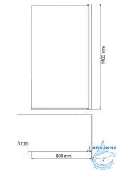 Шторка для ванны Azario Merrit 80x140 профиль черный, стекло прозрачное AZ-NF6310-1 800 BLACK