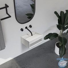 Тумба с раковиной ABBER Stein AS2645-0.8 подвесная, белая матовая