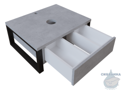 Тумба подвесная 1Marka GRUNGE LOFT 60П (1 ящик) Бетон светлый с раковиной Sanita Luxe Инфинити 60