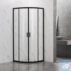 Душевое ограждение Veconi Rovigo 80x80 профиль черный, стекло прозрачное RV202B-80-01-C4 (без поддона)