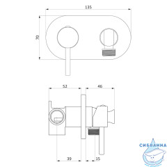 Встраиваемый смеситель с гигиеническим душем Damixa Option 214000000 (бронза)