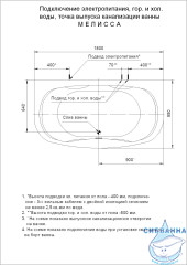 Акриловая ванна Aquatek Мелисса 180х95 с каркасом
