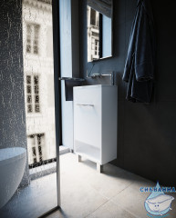 Тумба напольная 1Marka Lira 40Н с раковиной Lira 40 белый глянец R