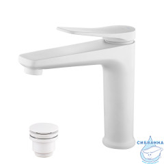 Смеситель для раковины Lemark Bronx LM3737MW (с донным клапаном) (белый матовый)
