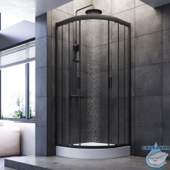 Душевое ограждение Am.Pm Gem W90G-401-080BT 80x80 профиль черный, стекло прозрачное (без поддона)