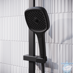 Смеситель с верхним душем с управлением Push Control, черный матовый, Slide, IDDIS, SLIBLBTi06