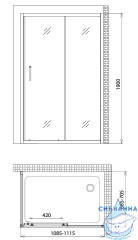 Душевое ограждение Gemy Victoria 110x70 профиль хром, стекло прозрачное S30191D-A70 (без поддона)