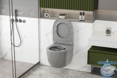 Унитаз подвесной безободковый Abber Bequem AC1103MG с сиденьем Soft Close (микролифт) (серый матовый)