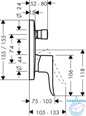 Встраиваемый смеситель для ванны Hansgrohe Metris 31454000