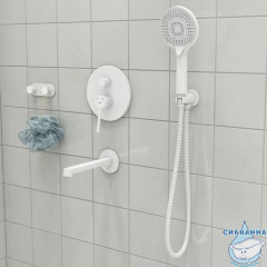 Душевая система скрытого монтажа с тропическим душем, ручным душем и изливом, белый матовый, Odda, IDDIS, ODDWT03i68