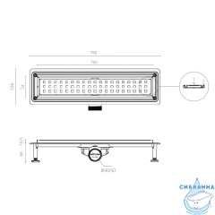 Дренажный трап для душа Ctesi Way Square 70 см с решеткой BK4024140