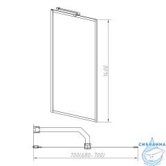Шторка для ванны Vincea 70х140 профиль черный, стекло рифленое VSB-41700FLB