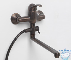 Смеситель для ванны WasserKRAFT Isar 1302L с душевым гарнитуром (черная бронза)