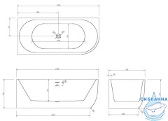 Акриловая ванна Abber AB9315 L 170x75