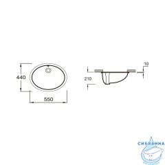 Раковина под столешницу 55 см Jacob Delafon Caxton E2211-0