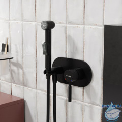 Встраиваемый смеситель с гигиеническим душем Wasserkraft Gollach 3338 (черный матовый)