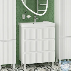 Тумба напольная Brevita Victory 70 белый матовый с раковиной Dreja Luxury 70